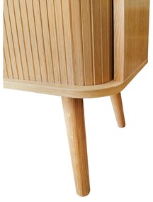 Natúr színű magas komód tolóajtóval, tölgyfa dekorral 83x95 cm Rove – Woodman