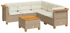 vidaXL 6 részes bézs polyrattan kerti ülőgarnitúra párnával