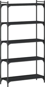 vidaXL 5 szintes fekete szerelt fa könyvespolc 80 x 30 x 154 cm
