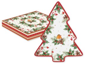 Karácsonyi porcelán fenyő alakú tálca Christmas Berries