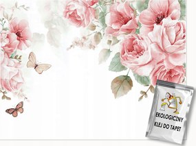 Fotótapéta Virágok Rózsák Lógó Pillangók Falra Hálószoba Nappali 250x175