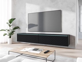 TV szekrény Dlana 180 MDF (fekete grafit + halcsont fekete) (fehér LED világítás). 1106209