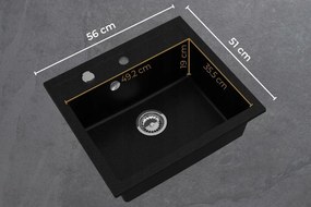 SINK Quality Mosogató Quality Ferrum, konyhai gránit mosogató 565x510x205 mm + szifon, fehér, SKQ-FER.W.1K60.X