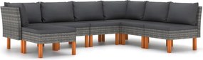 vidaXL 7 részes szürke polyrattan kerti ülőgarnitúra párnákkal