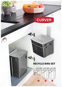 Fekete műanyag szelektív szemetes készlet 3 db-os 2x10+6 l Biobox – Curver