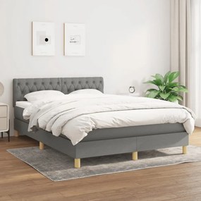 sötétszürke szövet rugós ágy matraccal 140 x 200 cm