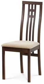 Scaun de Dining din Lemn Masiv de Fag, Nuanță Nuc, cu Tapițerie Crem – BC-2482