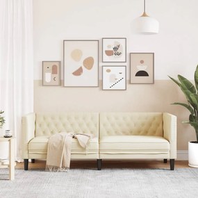 3 személyes krémszínű műbőr Chesterfield kanapé