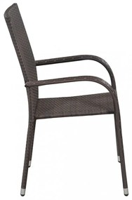 2 db barna polyrattan rakásolható kültéri szék