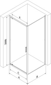 Mexen Exo-BR 90 x 90 cm-es nyitható zuhanykabin, átlátszó, fekete - 8181-090-090-70-00