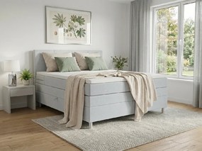 Kárpitozott Boxspring Ágy CARINA 140x200 cm világosszürke Matrac: Bonell rugós matrac