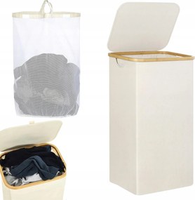 Szennyestartó Kosár 63L összecsukható Bambusz nagy álló tároló