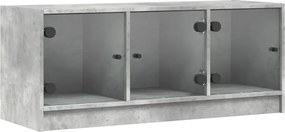 vidaXL betonszürke TV-szekrény üvegajtókkal 102 x 37 x 42 cm