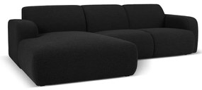 Fekete buklé sarokkanapé (bal oldali) Molino – Micadoni Home