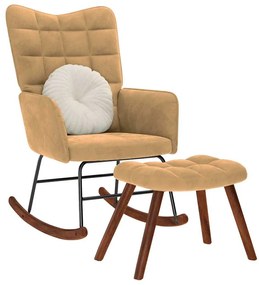 vidaXL barna bársony hintaszék lábtartóval