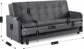 2 db-os szett, ágyazható kanapé szürke színben STELLA