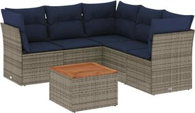 vidaXL 6 részes szürke polyrattan kerti ülőgarnitúra párnával