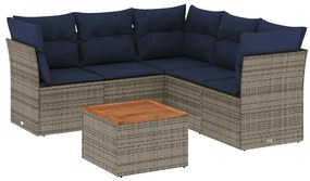 vidaXL 6 részes szürke polyrattan kerti ülőgarnitúra párnával
