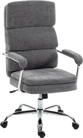 HOMCOM ergonomikus chenille irodai szék párnázott kartámaszokkal, állítható magasság és dőlésszög, 360° forgás, szürke | Aosom