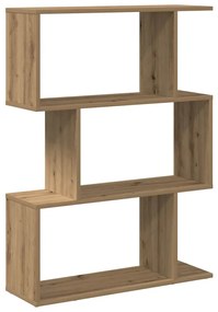 3 szintes kézműves tölgy fa elválasztó könyvespolc 70x24x97 cm