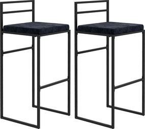 HOMCOM 2 darabos bárszék készlet, 74 cm magasság, acél szerkezet, bársony ülőpárna, lábtartó, elegáns modern stílus, fekete | Aosom
