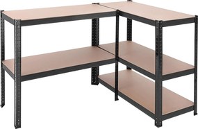 Polcos állvány, 175kg polconkénti teherbírással, fekete, barna 180x90x40cm