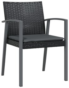 6 db fekete polyrattan kerti szék párnával 56,5x57x83 cm