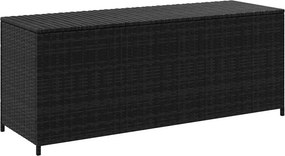 Fekete Polyrattan Kerti Tárolóláda 150 X 50 X 60 Cm
