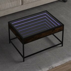Füstös tölgy végtelen hatású LED-es dohányzóasztal 70x50x41 cm