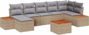 vidaXL Kerti Kanapé Szett 8 pcs Beige és Világosszürke Polyrattan