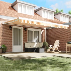 Automatikus Behúzható Napellenző Narancs és Fehér 450x300 cm
