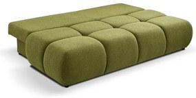 NUORO zöld, kihúzható háromszemélyes kanapé tárolórésszel