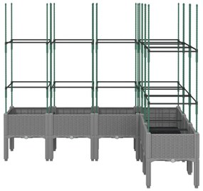 világosszürke PP rácsos kerti ültetőláda 160 x 120 x 142,5 cm