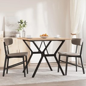 tömör fenyőfa és öntöttvas étkezőasztal Y-vázzal 90x90x75,5 cm