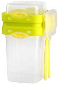 Kétrészes zöld ételes doboz evőeszközökkel, 650 ml + 230 ml - Vialli Design