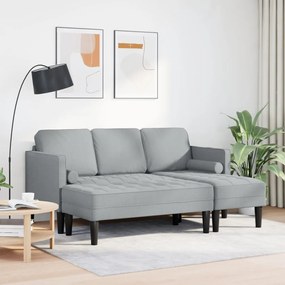 2 részes kanapé készlet párnákkal, világosszürke szövet