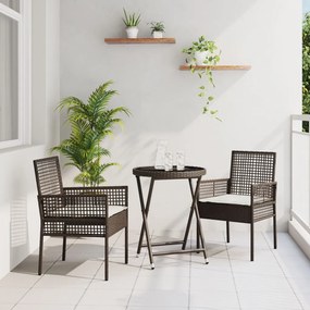 3 darabos kert bistro szett párnákkal barna polirattan