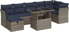 vidaXL 8 részes szürke polyrattan akácfa kerti ülőgarnitúra párnákkal