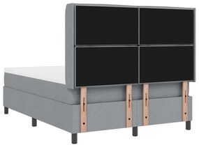 Boxspring Ágy Matrac és LED Fénnyel Világosszürke 160x200 cm Szövet