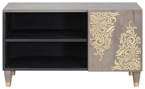 TV szekrény Szürke és Arany 80 x 31.5 x 46 cm Tömör mangófa