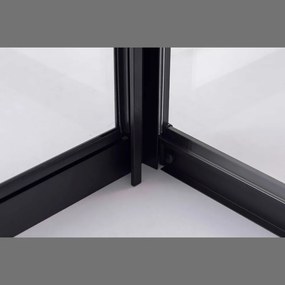 Stuxi Torino Black 90x90 szögletes nyílóajtós zuhanykabin 6 mm vízlepergető biztonsági üveggel, fekete elemekkel, 200 cm magas