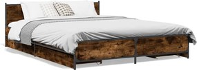 vidaXL füstös tölgy színű szerelt fa ágykeret fiókokkal 135 x 190 cm