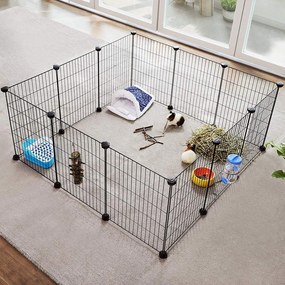 Tengerimalac ketrec, Kisállat kifutó ketrec, 143x73x46 cm, fekete