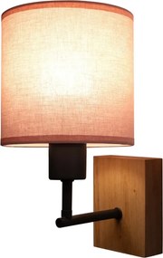 BRILAGI - Fali lámpa BOBO WOOD 1xE27/25W/230V tölgy/fekete/rózsaszín