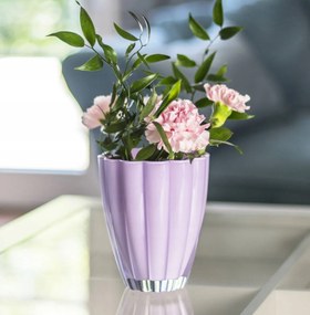 Üveg virágtartó váza Flower lila levendula magasság 17 cm átmérő 14 cm