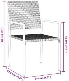 2 db fekete polyrattan kerti szék 54 x 62,5 x 89 cm