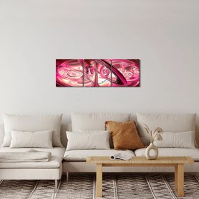 Rózsaszín fraktálos kép (órával) (90x30 cm)