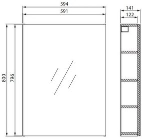 Cersanit City, tükörszekrény 60x14x80 cm, fehér, S584-024-DSM