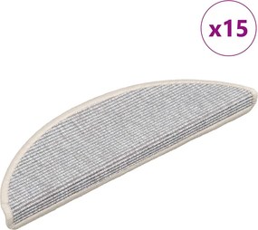 vidaXL 15 db ezüst színű, félkör alakú lépcsőszőnyeg 56 x 17 x 3 cm