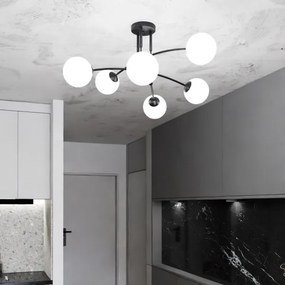 Csillár PREGOS 6xE14/10W/230V fekete/fehér